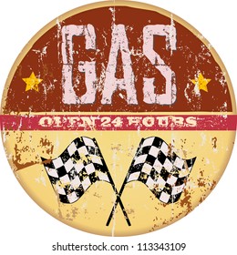 Vintage gas station sign, vector illustration