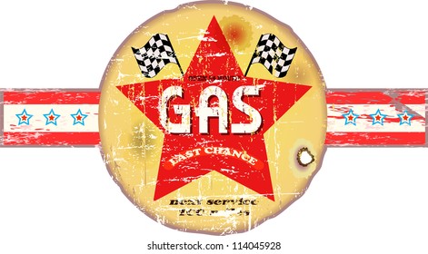 Vintage gas station sign, vector illustration