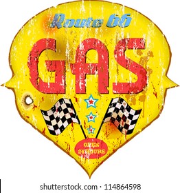 Vintage gas station sign, vector illustration