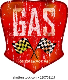 Vintage gas station sign, vector illustration