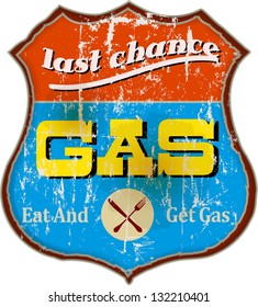 vintage gas station sign, vector illustration,isolated and scalable