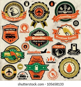 Vintage gasoline label set template