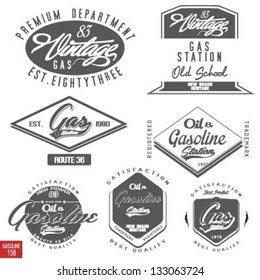 Vintage gasoline retro signs and labels.