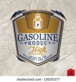 Vintage gasoline retro signs and labels.