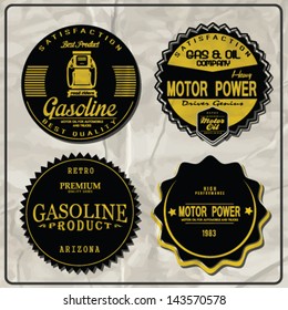 Vintage gasoline retro signs and labels.