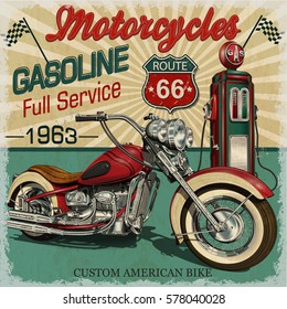 Harley Davidson 3 Photo Motorcycle Picture American HD Route 66 Bike Poster