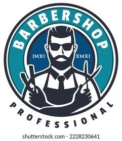 Vintage Gentleman Close Shave Barbershop Logo Emblem, Barber shop professional log vector. professional saloon shop icon