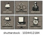 Vintage gentleman club brochures with man whiskey cigar glasses smoking pipe hats mustache clocks isolated vector illustration