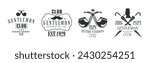 Vintage Gentleman Club Emblems and Black Label Vector Set