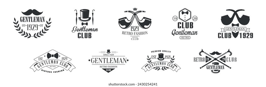 Vintage Gentleman Club Embleme und Black Label Vektor Set