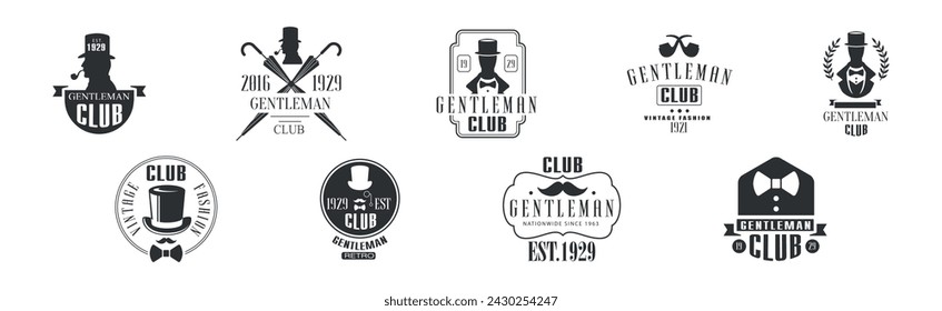 Vintage Gentleman Club Embleme und Black Label Vektor Set