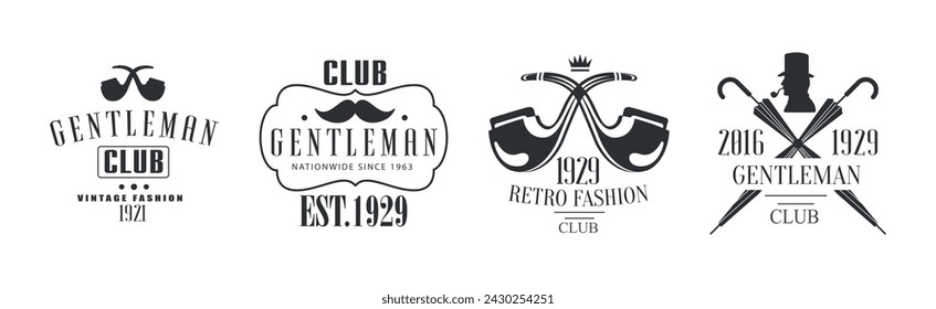 Vintage Gentleman Club Embleme und Black Label Vektor Set