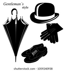 Vintage gentleman elegance vector set. Gentleman's accessory templates.