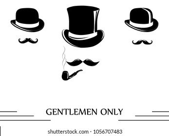 Vintage gentlemen elegance logo. Man`s club logo template with place for your text. Vector design for cards, invitation, t-short, company `s logo.