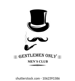Vintage gentlemen elegance logo. Man`s club logo template with place for your text. Vector design for cards, invitation, t-short, company `s logo. 
