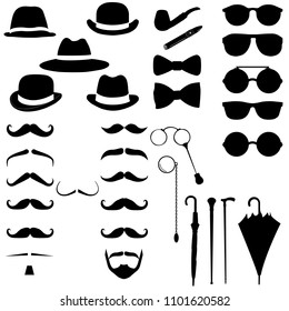 Vintage gentlemen elegance vector set. Gentleman accessory templates.