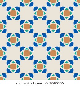 Vintage geometrische Kunst nahtloses Muster. Kunstformen werden in einer bestimmten Reihenfolge gruppiert und angeordnet. Vektorbild für Druck, Textilien, Verpackungen, Innenarchitektur und Ihre anderen Projekte.