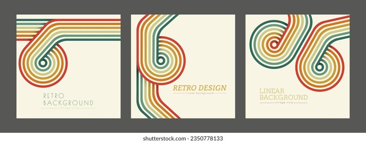Vintage geometric background with colored parallel lines in the style of the 70s. Design for printing posters, posters, banners and covers in retro style