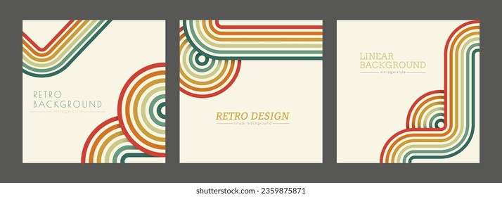Vintage geometric background with colored parallel lines in the style of the 70s. Design for printing posters, posters, banners and covers in retro style