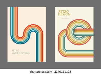 Fondo geométrico vintage con líneas paralelas de colores al estilo de los años 70. Diseño de carteles, carteles, pancartas y portadas de estilo retro