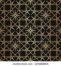 Vintage geometric background gatsby. Art deco seamless pattern with gold lines.  Luxury backdrop nouveau. Golden lined art deco ornate. Elegant geometric ornament. Vector graphic subtle diamond lattic
