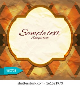 Vintage geometric background with triangles and frame - vector