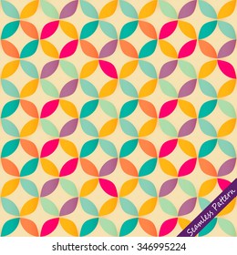 Vintage geometric circle retro abstract seamless pattern. Vector illustration
