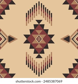 Vintage Geometric Ethnic seamless pattern in a brown background