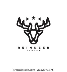 Vintage geometric linear deer head logo with star logo design for your brand or business