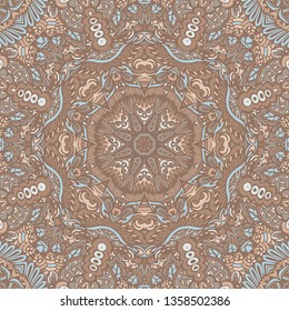 Vintage geometric mandala pattern print. Bohemian repeating background texture. Best for Fabric, cloth design, wallpaper and wrapping interrior decoration