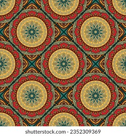 Vintage Geometric Mandala Seamless Pattern