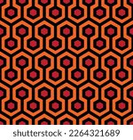 Vintage geometric pattern. Abstract background of hexagon shapes. 70s style. The Overlook hotel carpet from The Shining. Seamless vector illustration