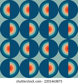 Vintage geometrische Muster mit Kreisen im Stil der 70er und 60er Jahre. Vektorgrafik