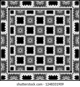 Vintage Geometric Pattern. Design For Bandana Shawl, Tablecloth Fabric Print. Vector Illustration
