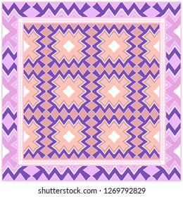 Vintage Geometric Pattern. Design For Bandana Shawl, Tablecloth Fabric Print. Vector Illustration