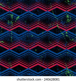 Vintage geometric pattern with dirt texture, vector old style background.