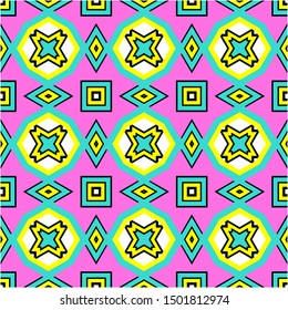 Vintage geometric pattern in retro 80s style. Textile fashionable retro design in the style of the eighties.