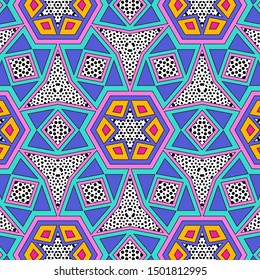 Vintage geometric pattern in retro 80s style. Textile fashionable retro design in the style of the eighties.