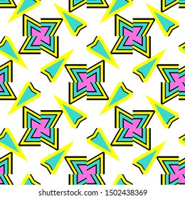 Vintage geometric pattern in retro 80s style. Textile fashionable retro design in the style of the eighties.