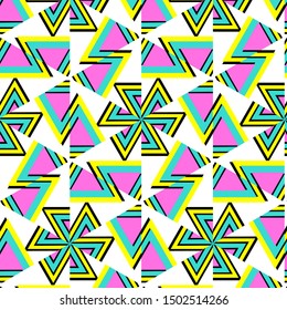 Vintage geometric pattern in retro 80s style. Textile fashionable retro design in the style of the eighties.