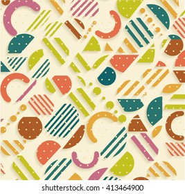 Vintage geometric pattern in retro 80s style, memphis. Can be use for paper, fabric and textile print.