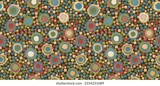 Vintage geometric pattern with round shapes and concentric circles