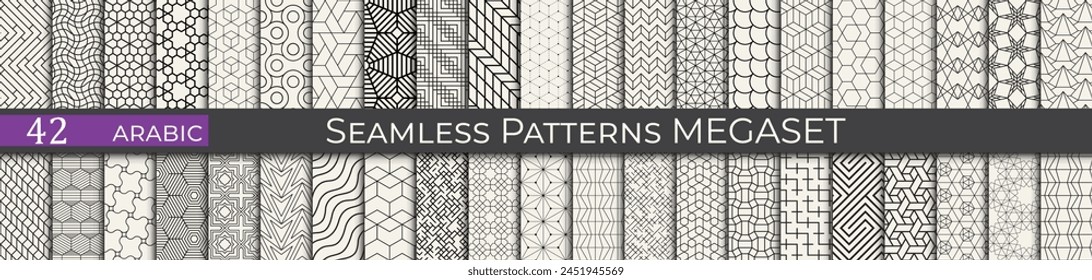 Vintage geometric pattern set. Arabic pattern textile collection.