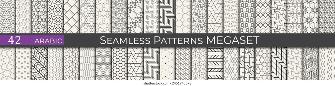 Vintage geometric pattern set. Arabic pattern textile collection.