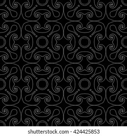 Vintage geometric rosette elements on white background. Vector seamless pattern 
