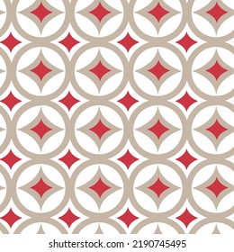 Vintage Geometric Seamless beige with red Pattern Vector Illustration geometric creative minimalistic poster with simple shapes. 