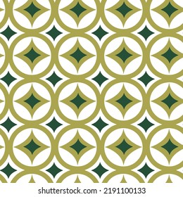 Vintage Geometric Seamless green with dark green Pattern Vector Illustration geometric creative minimalistic poster with simple shapes. 