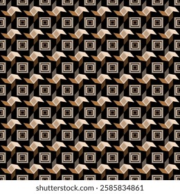 Vintage Geometric Seamless Pattern with 3D Cube Effect