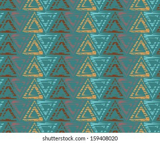 Vintage geometric seamless pattern with colorful triangle