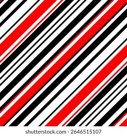 Patrón geométrico sin fisuras de Antiguas con rayas blancas, negras y rojas delgadas y gruesas en diagonal. Fondo Abstractas en estilo retro para textiles, Fondo de pantalla, papel de regalo, telón de fondo. Ilustración vectorial.